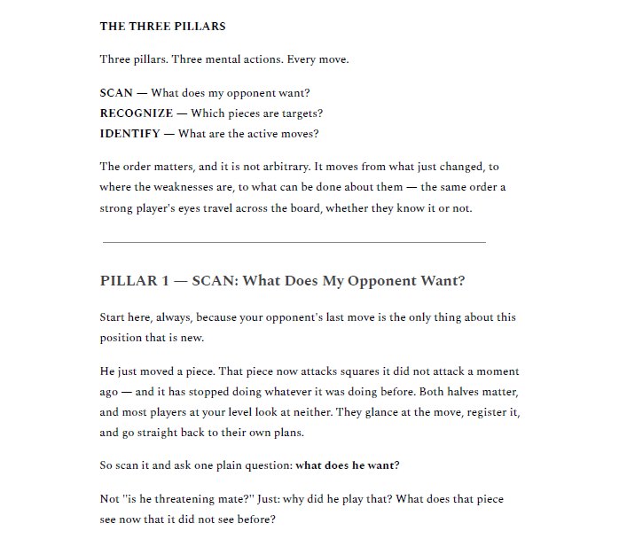 A book page setting out the three pillars of the Blunder Prevention Framework: Scan, Recognize, Identify